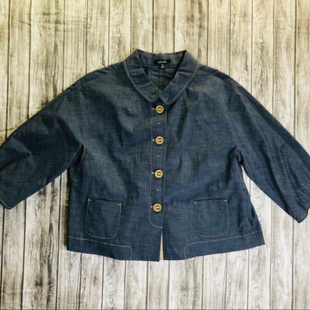 Rafaella Women’s Blazer Chambray Denim Jacket Blazer Size 10 EUC